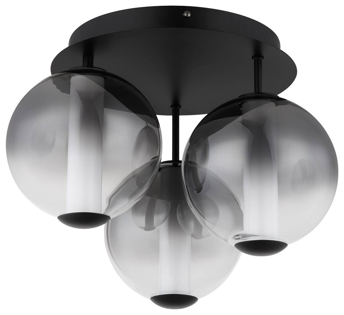 GLOBO Deckenleuchte Rauch Opal mattschwarz Metall Glas H/D: ca. 29,5x38 cm 1 Brennstellen