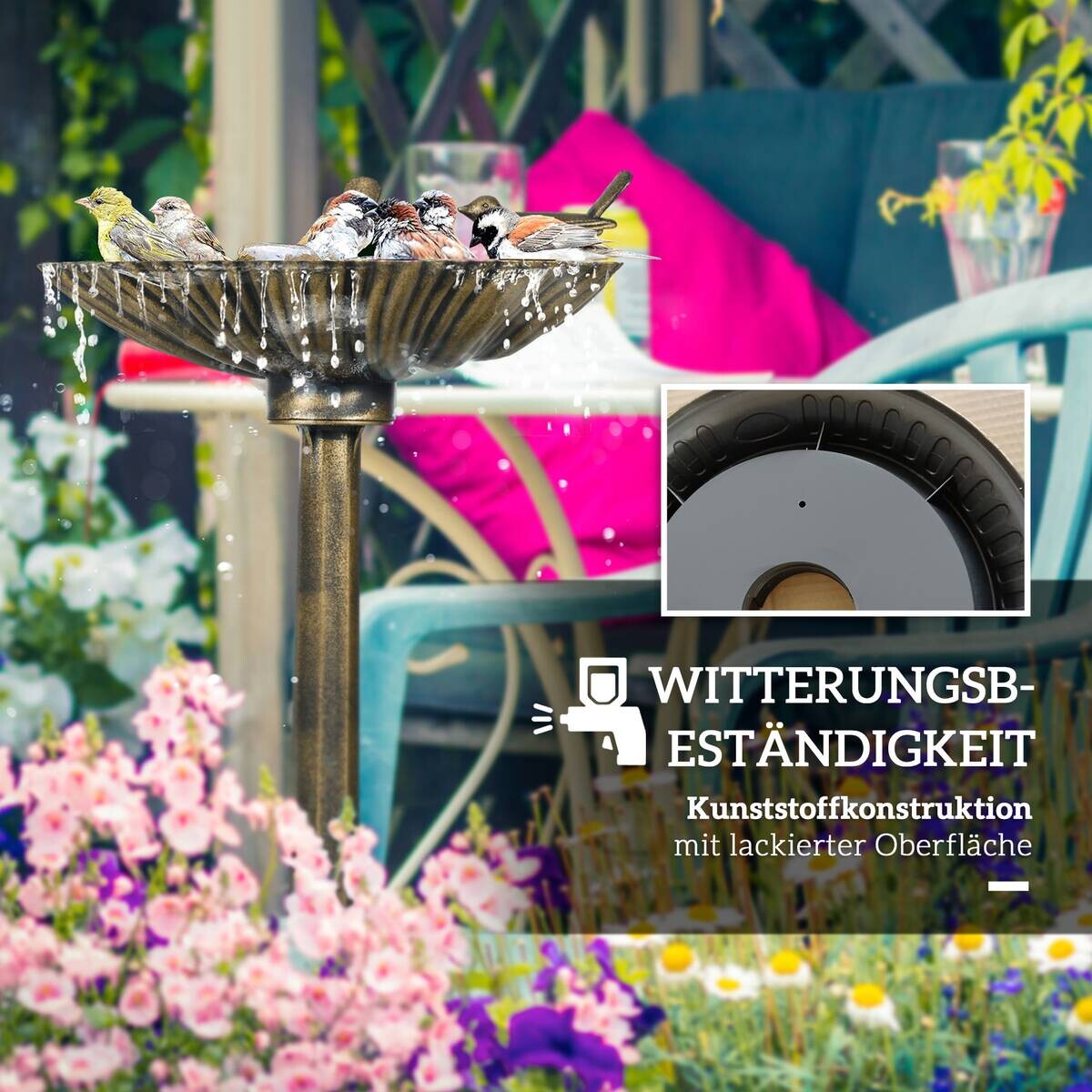 Outsunny Vogeltränke bronze Kunststoff B/H/L: ca. 38x81x49,5 cm