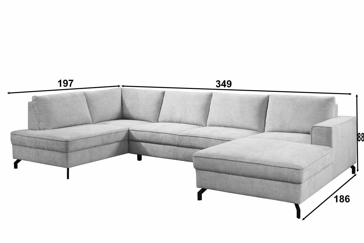 Wohnlandschaft Santorin Greige Microfaser B/H/T: ca. 349x88x197 cm