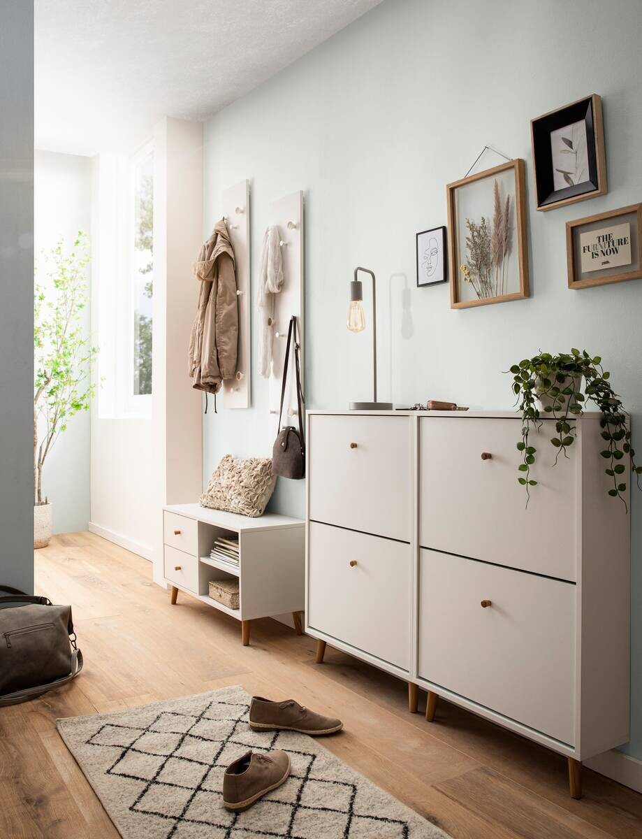 Garderobenpaneel Bjarne weiß Lack matt B/H/T: ca. 24,5x109x2,6 cm