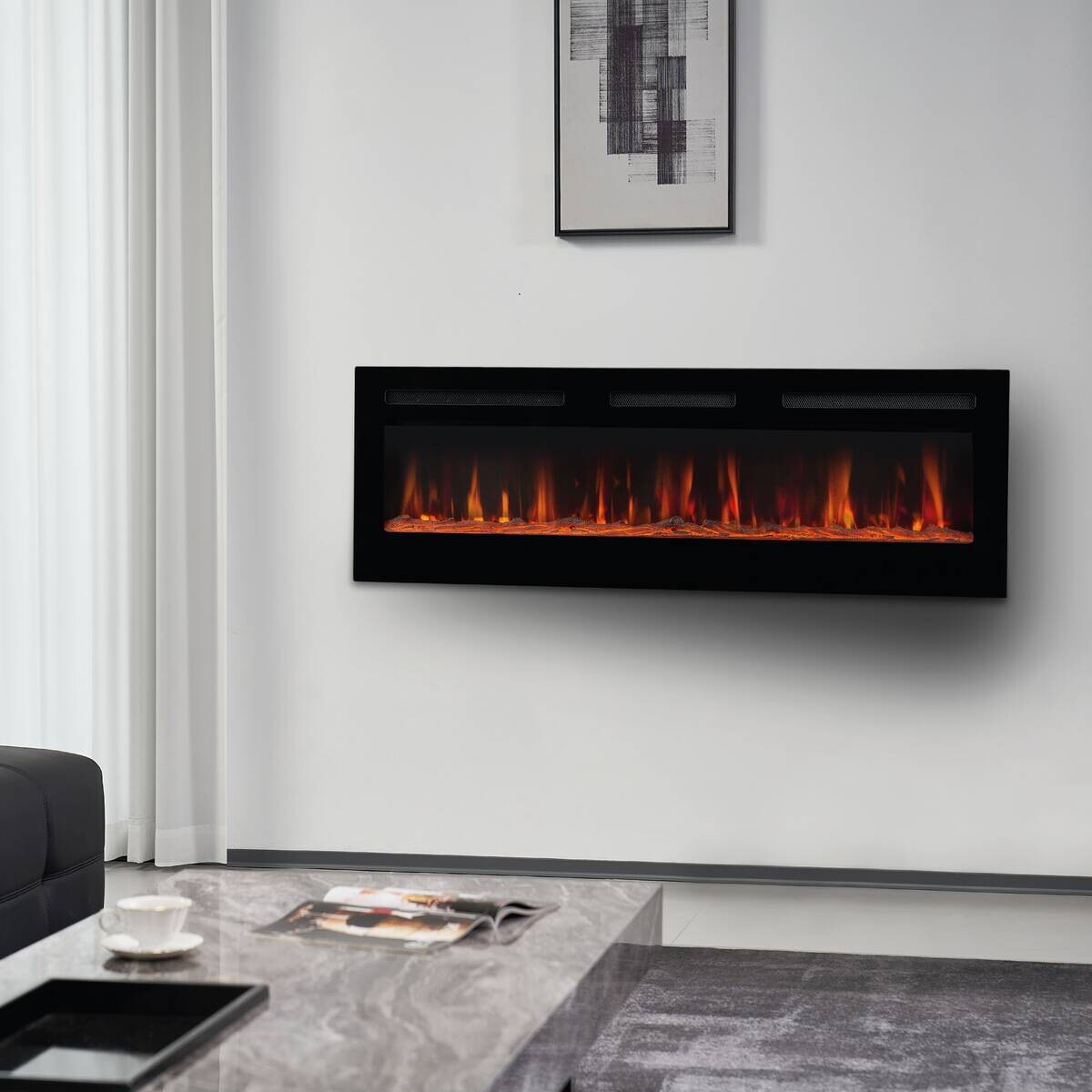 KAMINIO Elektrischer-Kamin MARLON schwarz Metall B/H/T: ca. 152,4x46,6x11,9 cm ca. 1800 W