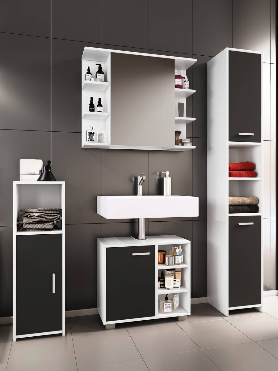 Badezimmer-Set Zalo weiß schwarz