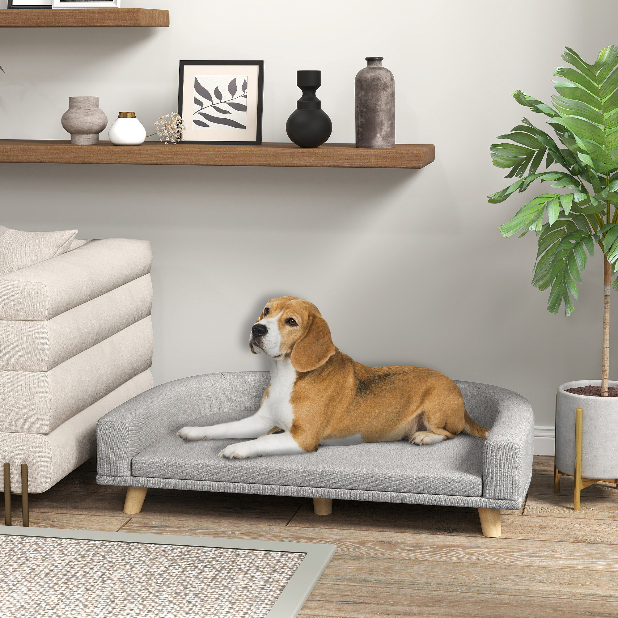 PawHut Hundebett grau Polyester B/H/L: ca. 67x25x98 cm