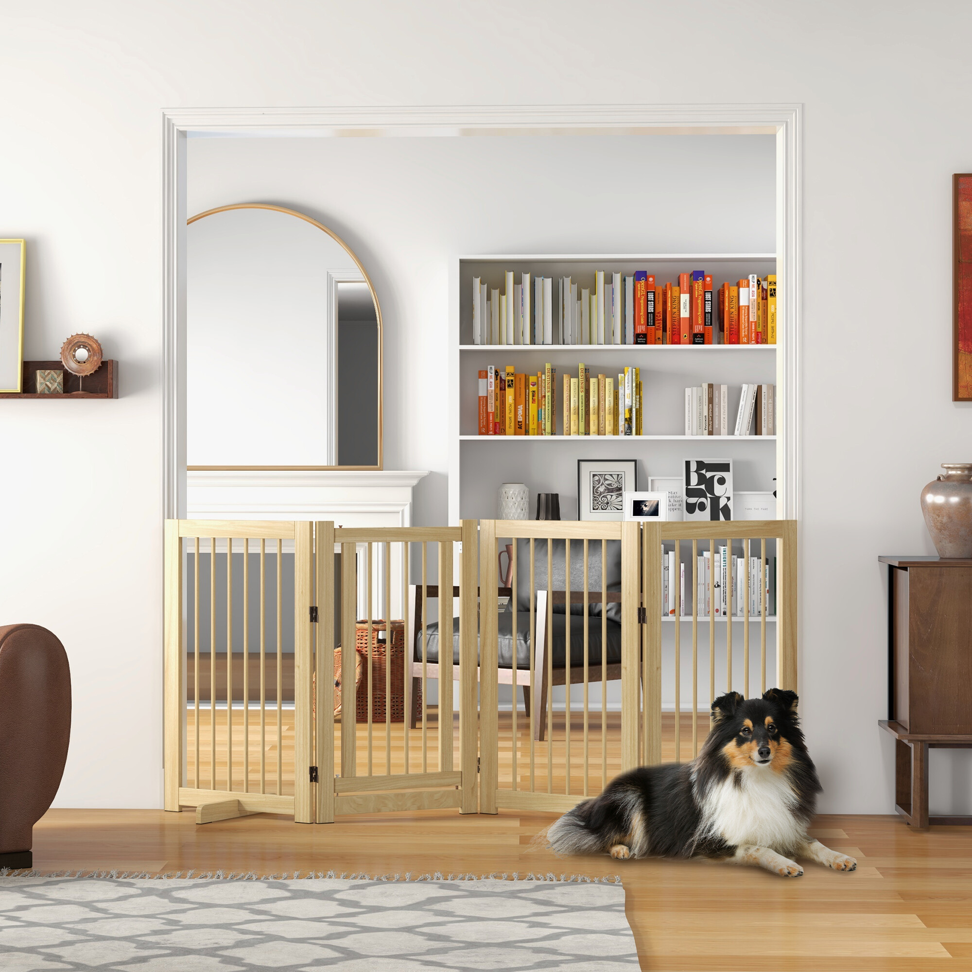 PawHut Schutzgitter natur Kiefer B/H/L: ca. 36x91x220 cm