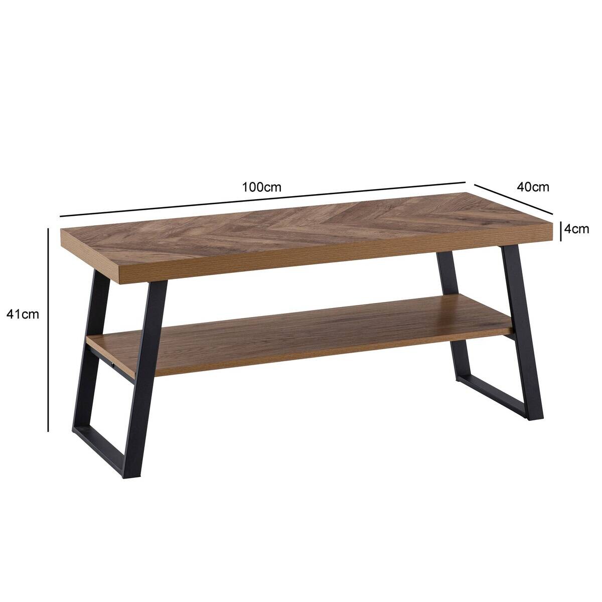 Wohnling Couchtisch Eiche schwarz MDF Eisen B/H/T: ca. 100x41x40 cm