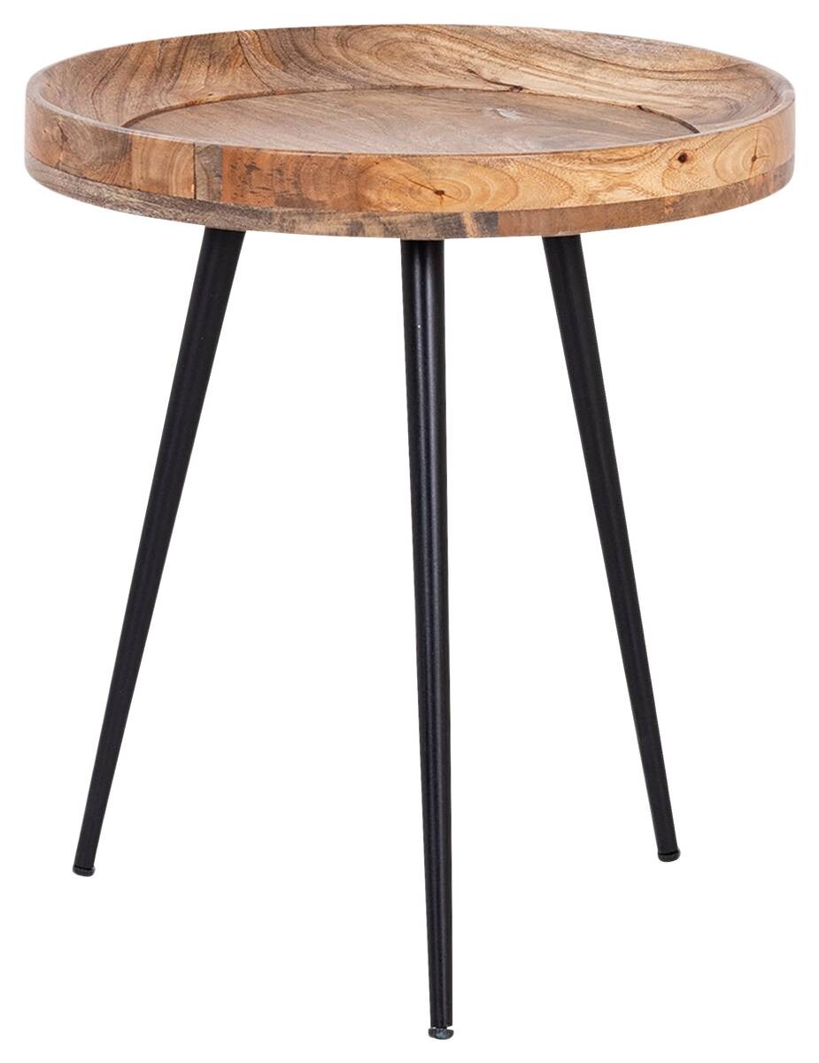 Beistelltisch AVA natur schwarz pulverbeschichtet Echtholz Metall B/H/T: ca. 45x50x45 cm