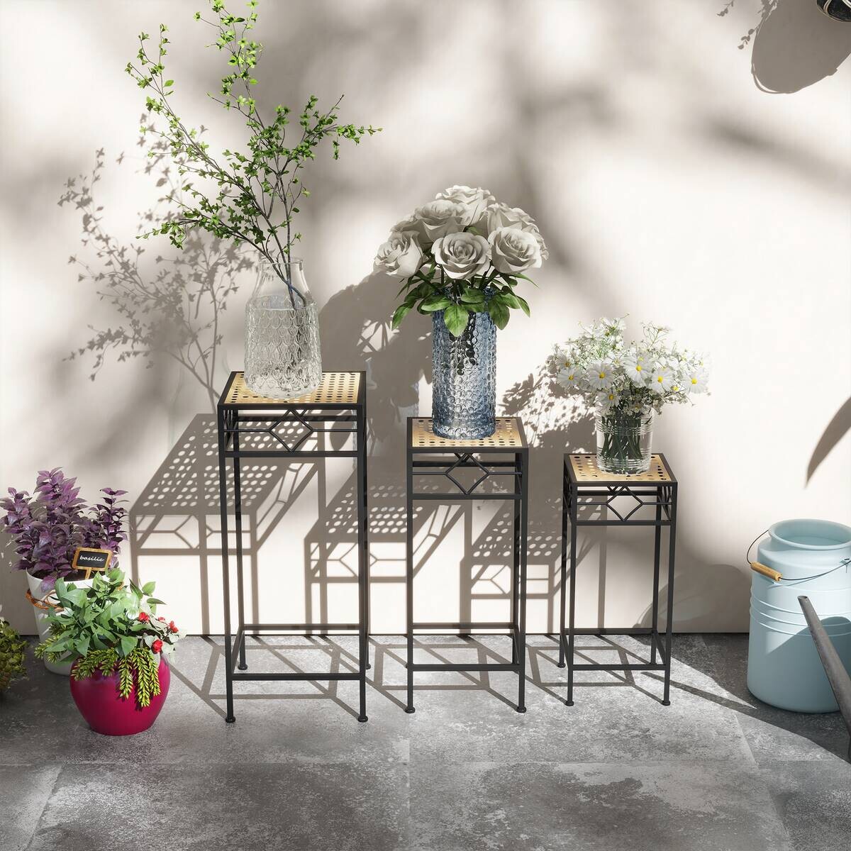 Outsunny Pflanzständer gold Edelstahl B/H/L: ca. 28x28x66 cm