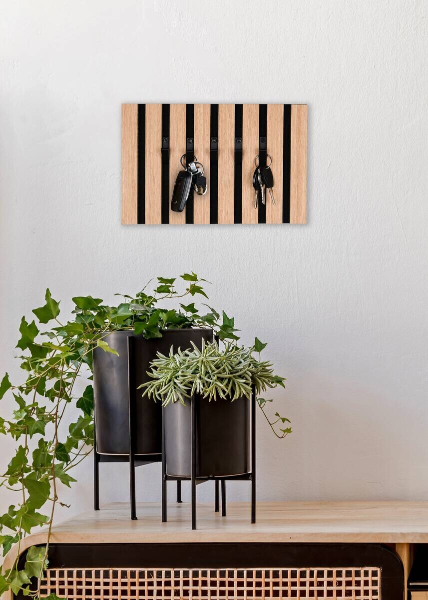 Schlüsselboard Grace Eiche Nachbildung schwarz MDF Filz B/H/T: ca. 31x20x1 cm