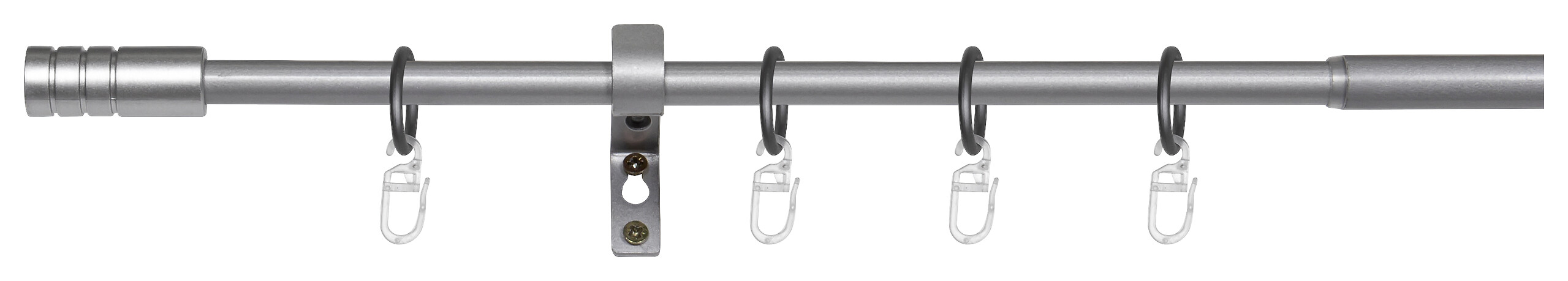 Gardinenstange silber Metall ausziehbar von ca. 120 bis 210 cm 1.0 Läufe