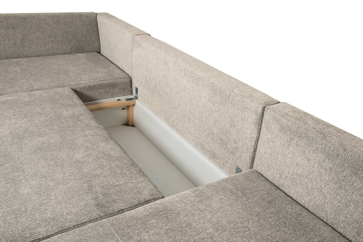 Wohnlandschaft beige Microfaser B/H/T: ca. 312x90x169 cm