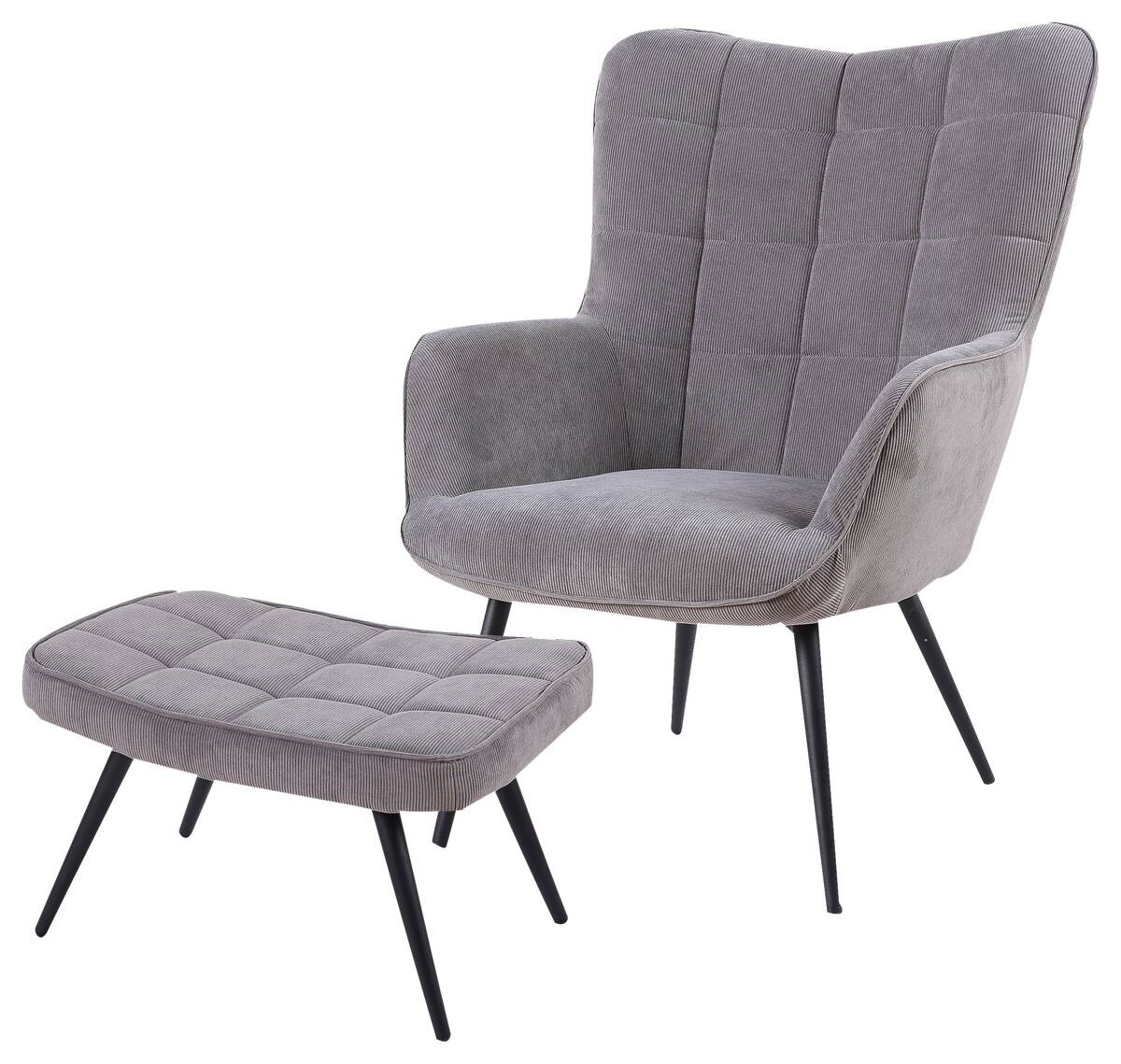 byLIVING Sessel UTA grau schwarz Stoff Metall B/H/T: ca. 72x97x80 cm