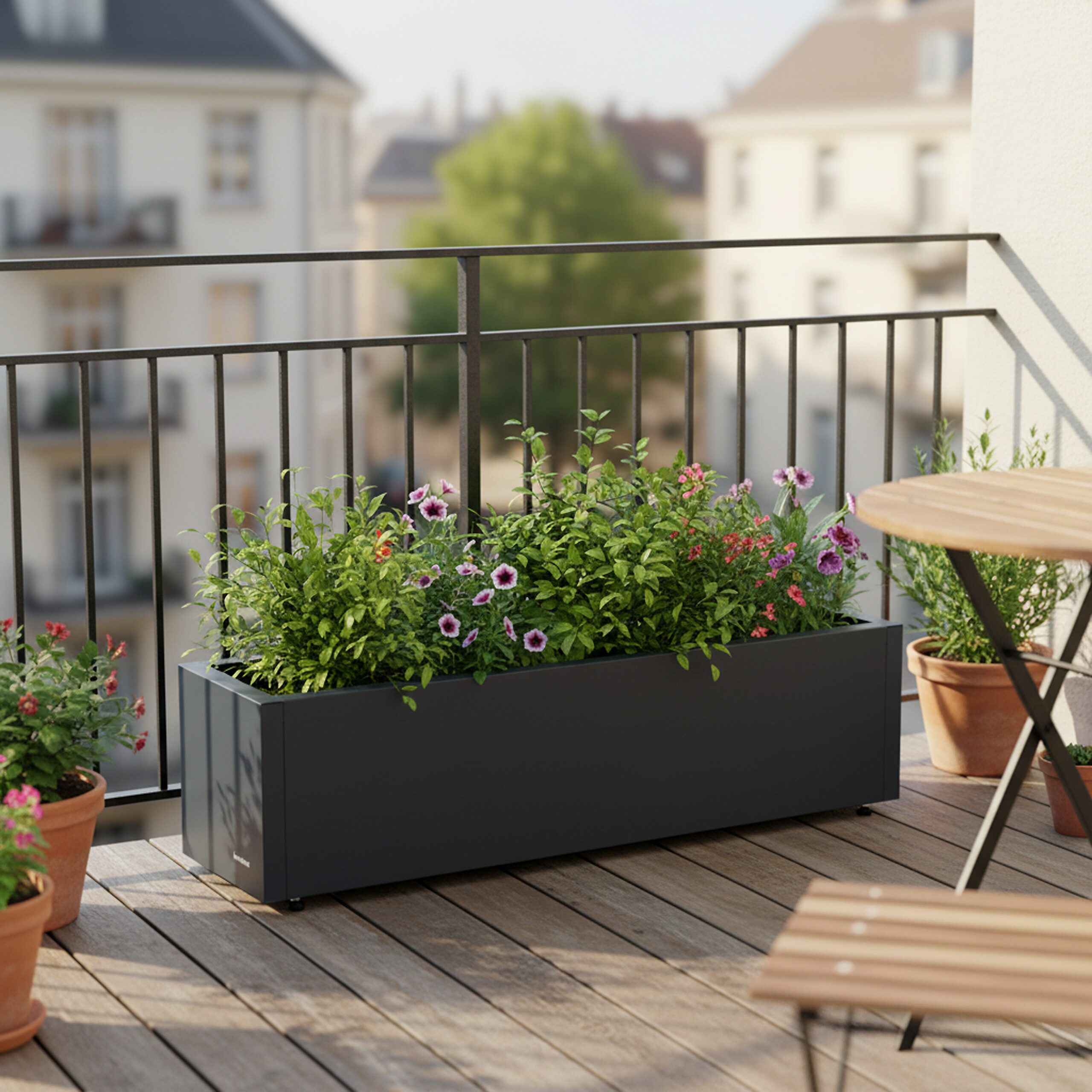 Herstera Garden Pflanzkübel Cube anthrazit Metall B/H/L: ca. 100x25x25 cm