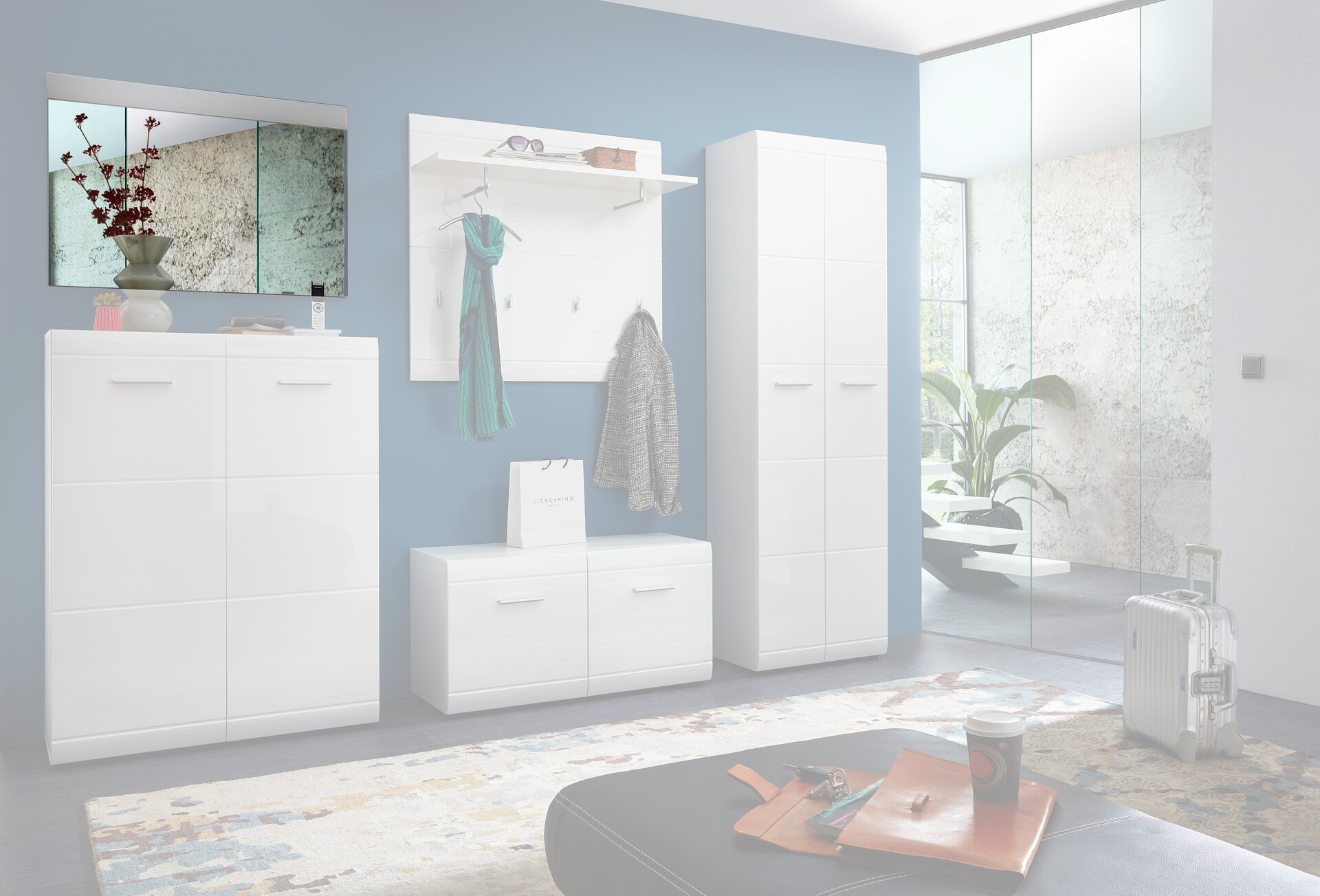 Wandspiegel Adana weiß Hochglanz B/H/T: ca. 89x63x3 cm