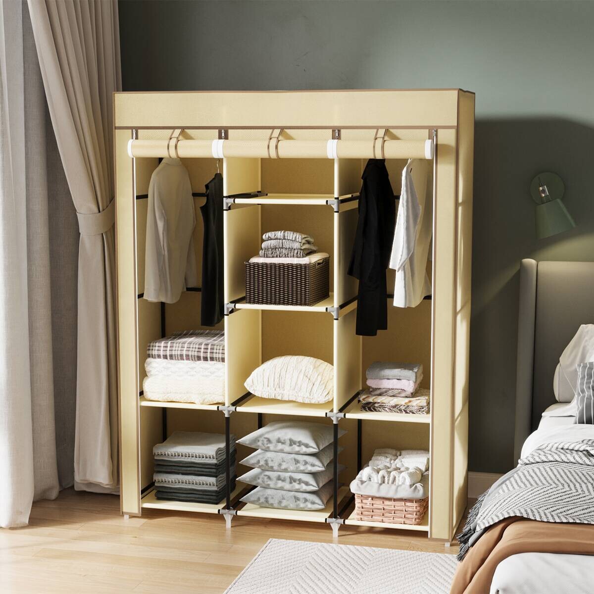 HOMCOM Kleiderschrank beige Edelstahl B/H/L: ca. 43x125x162,5 cm