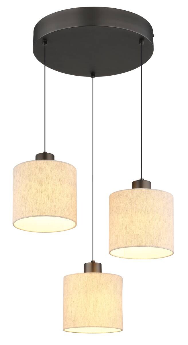 GLOBO Pendelleuchte creme schwarz Metall Leinen H/D: ca. 180x49 cm 1.0 Brennstellen