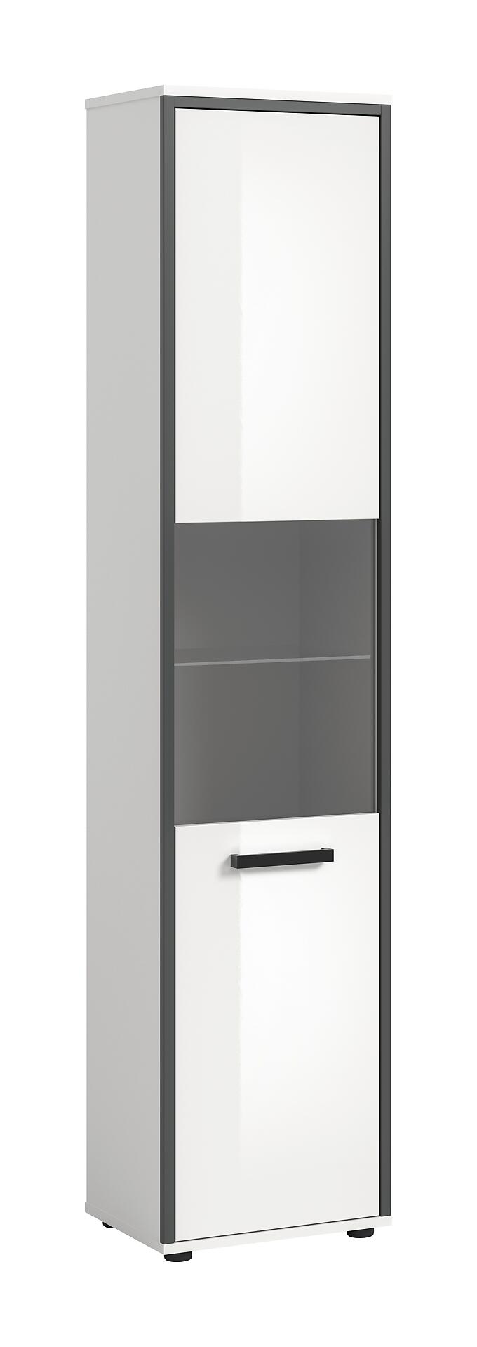 Midischrank KOJAK weiß Hochglanz anthrazit grau B/H/T: ca. 40x188x34 cm Midischrank KOJAK weiß Hochglanz anthrazit grau B/H/T: ca. 40x188x34 cm