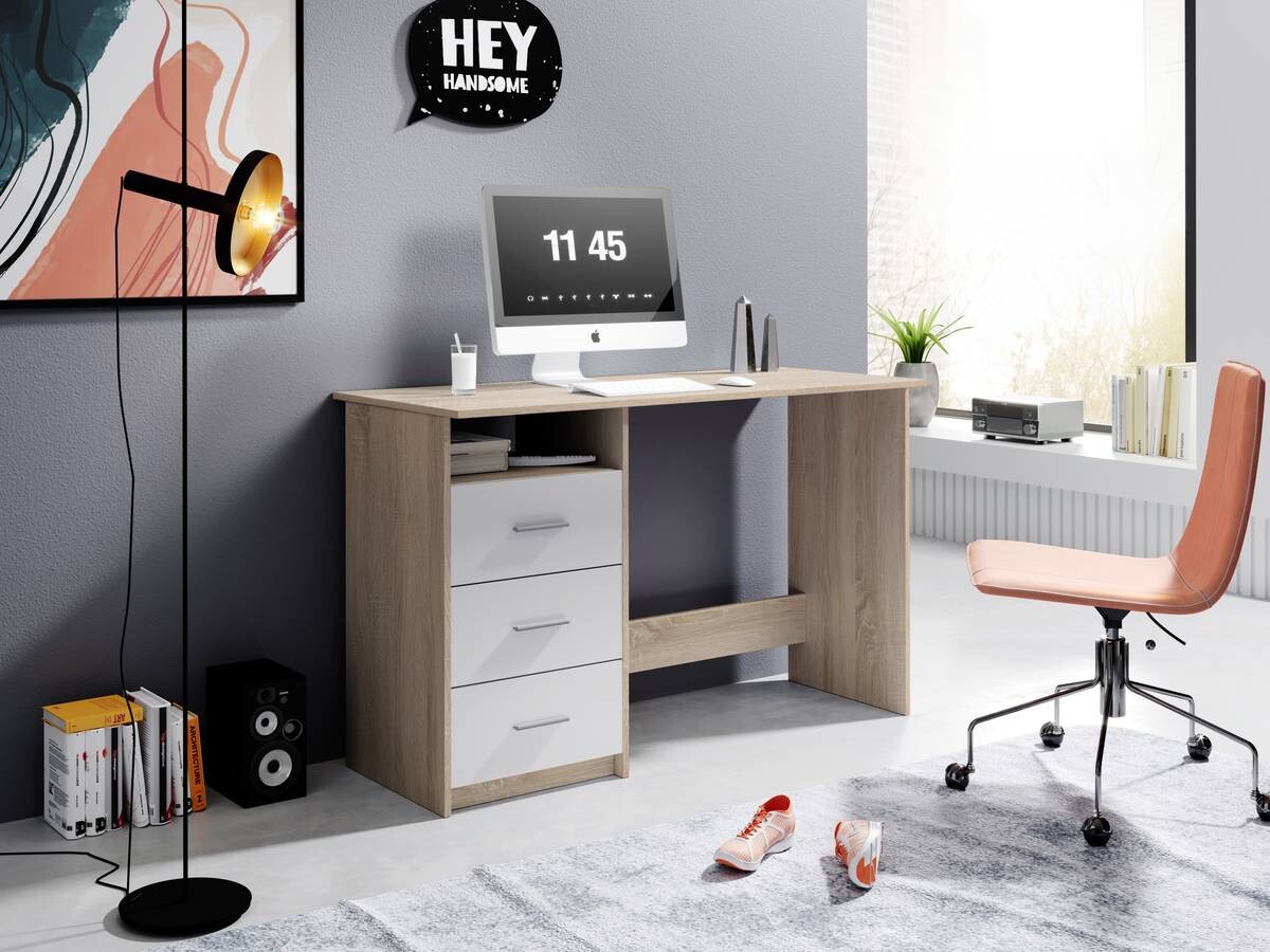 Schreibtisch Adria Eiche Sonoma Nachbildung weiß B/H/T: ca. 123x77x50 cm