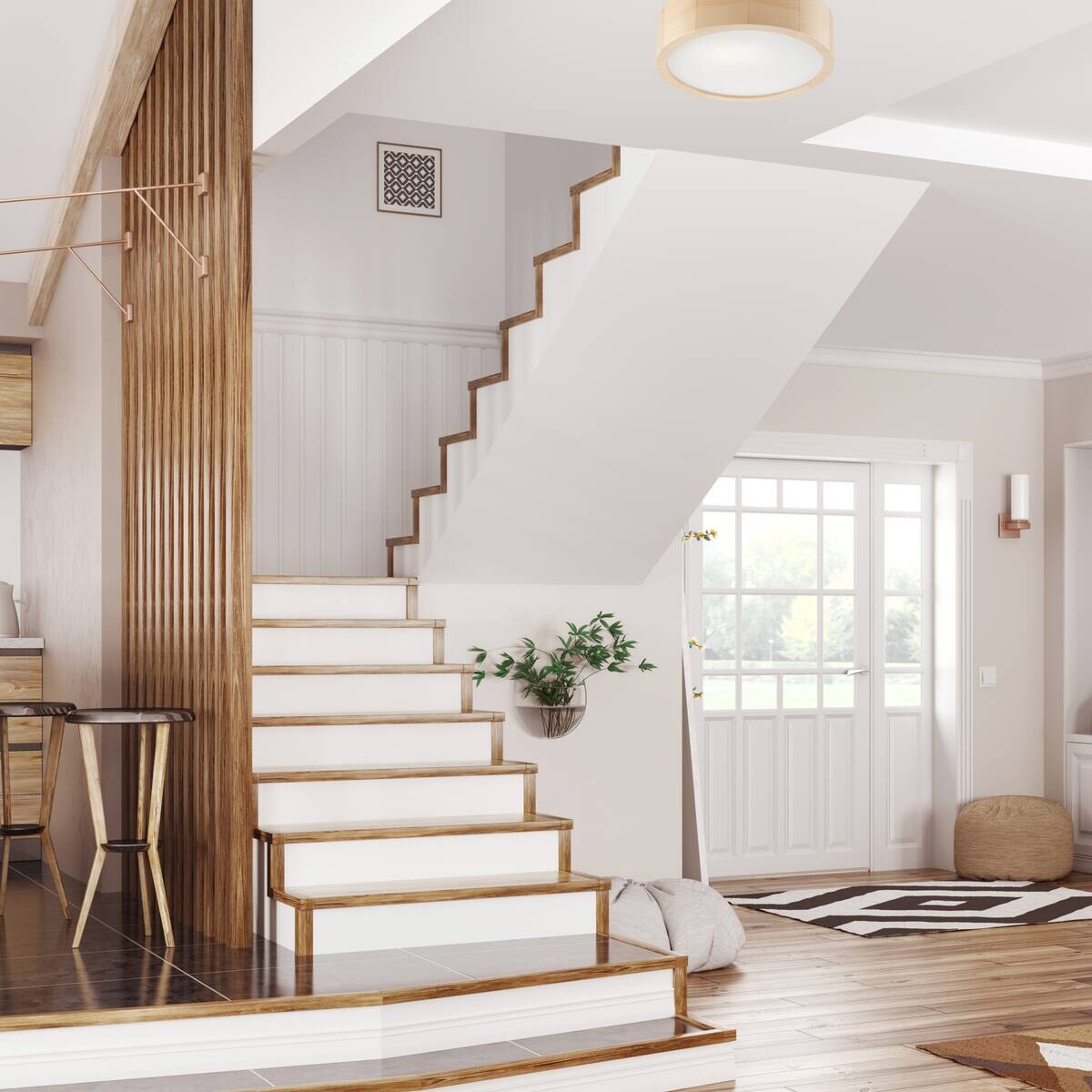 Lamkur Deckenleuchte Eveline kiefer Glas Holz H/L: ca. 8x27 cm E27 1 Brennstellen