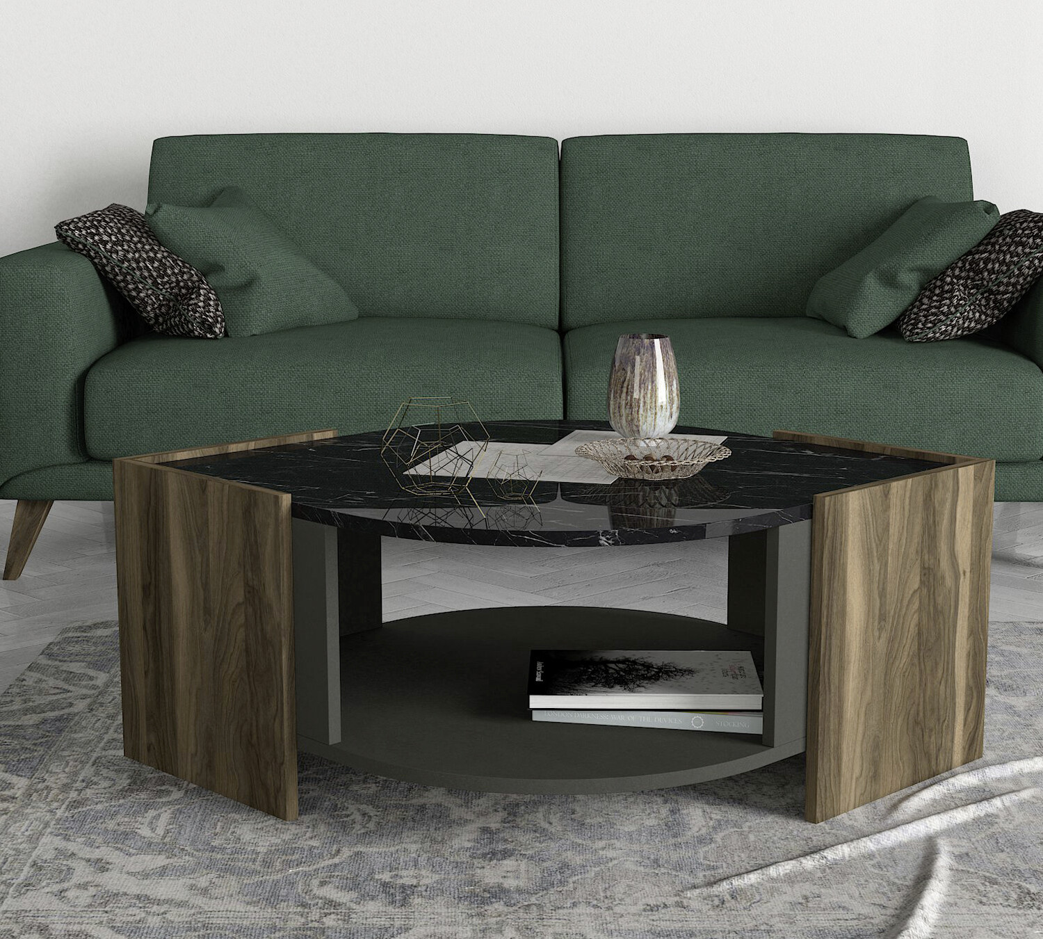 Couchtisch Marbel walnuss Nachbildung Marmoroptik B/H/T: ca. 75x40x75 cm