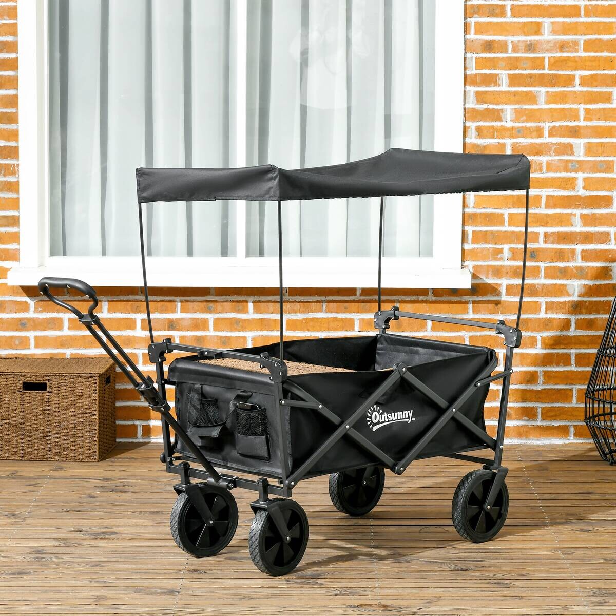 Outsunny Bollerwagen schwarz B/H/L: ca. 52x97x105 cm