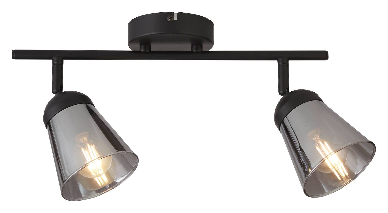 Searchlight Strahler Mega schwarz Glas Stahl B/H/L: ca. 25x20x50 cm E14 2 Brennstellen