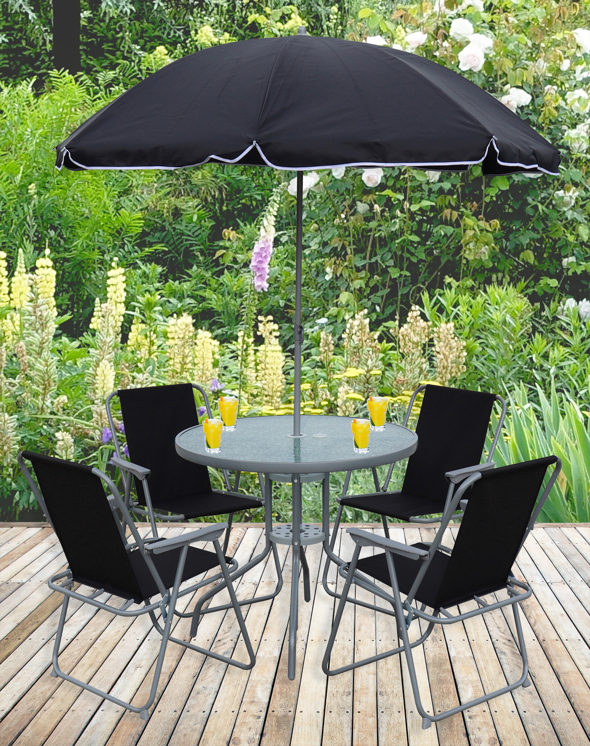 VCM Gartensitzgruppe Maxola schwarz Textilene B/H/L: ca. 75x74x75 cm