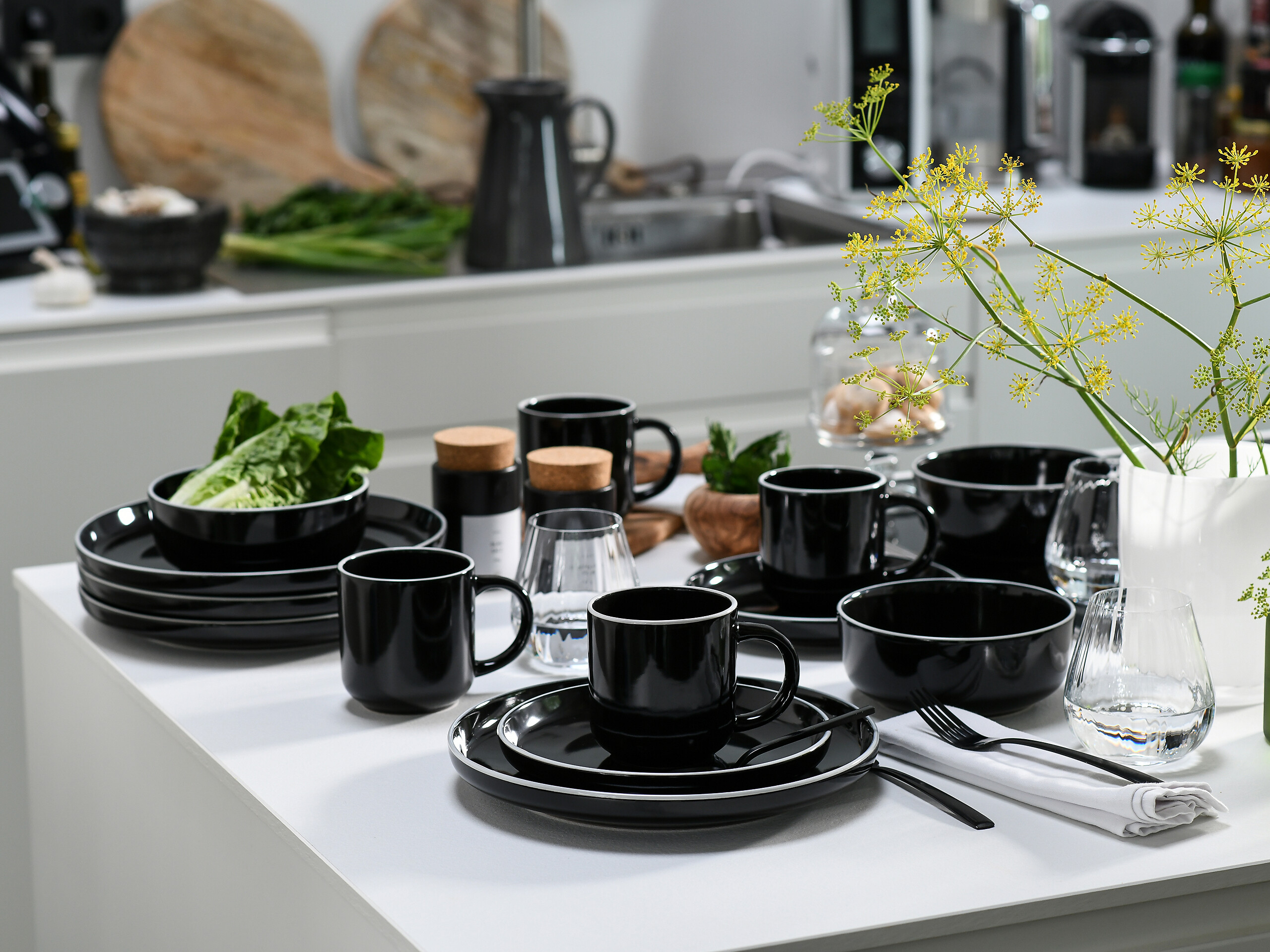 CreaTable Kombiservice Nordic Gourmet schwarz Steinzeug 16 tlg.