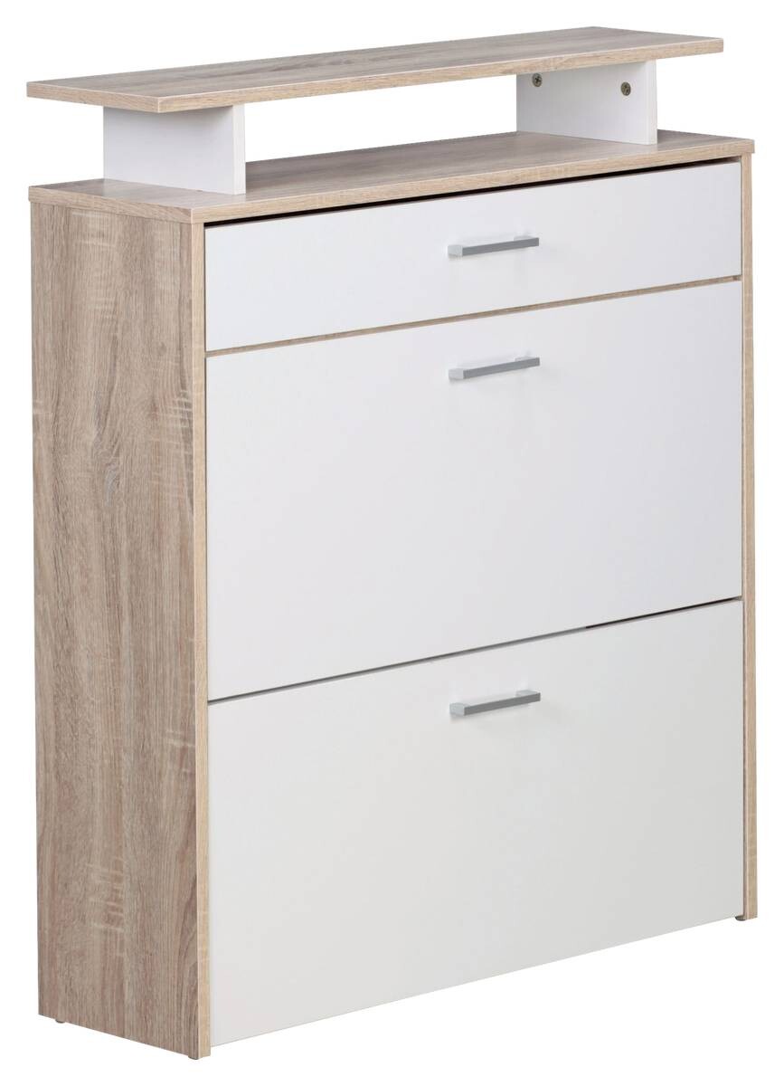 Schuhschrank Eiche Sonoma Nachbildung weiß B/H/T: ca. 80x95x24 cm