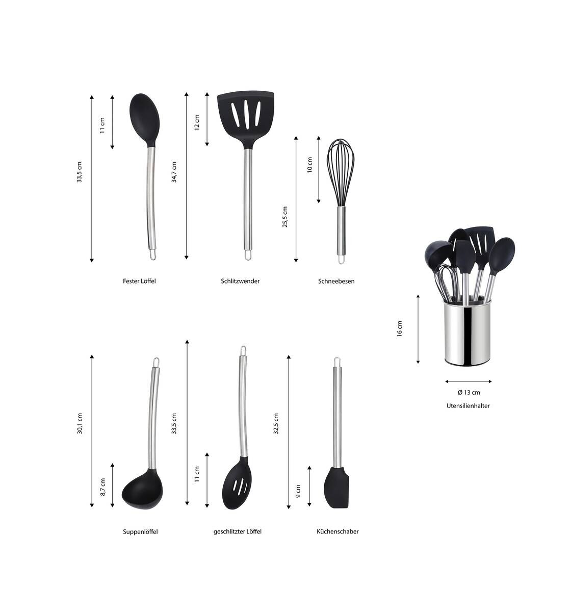 ECHTWERK Küchenhelfer schwarz Silikon B/H/L: ca. 13x35x13 cm