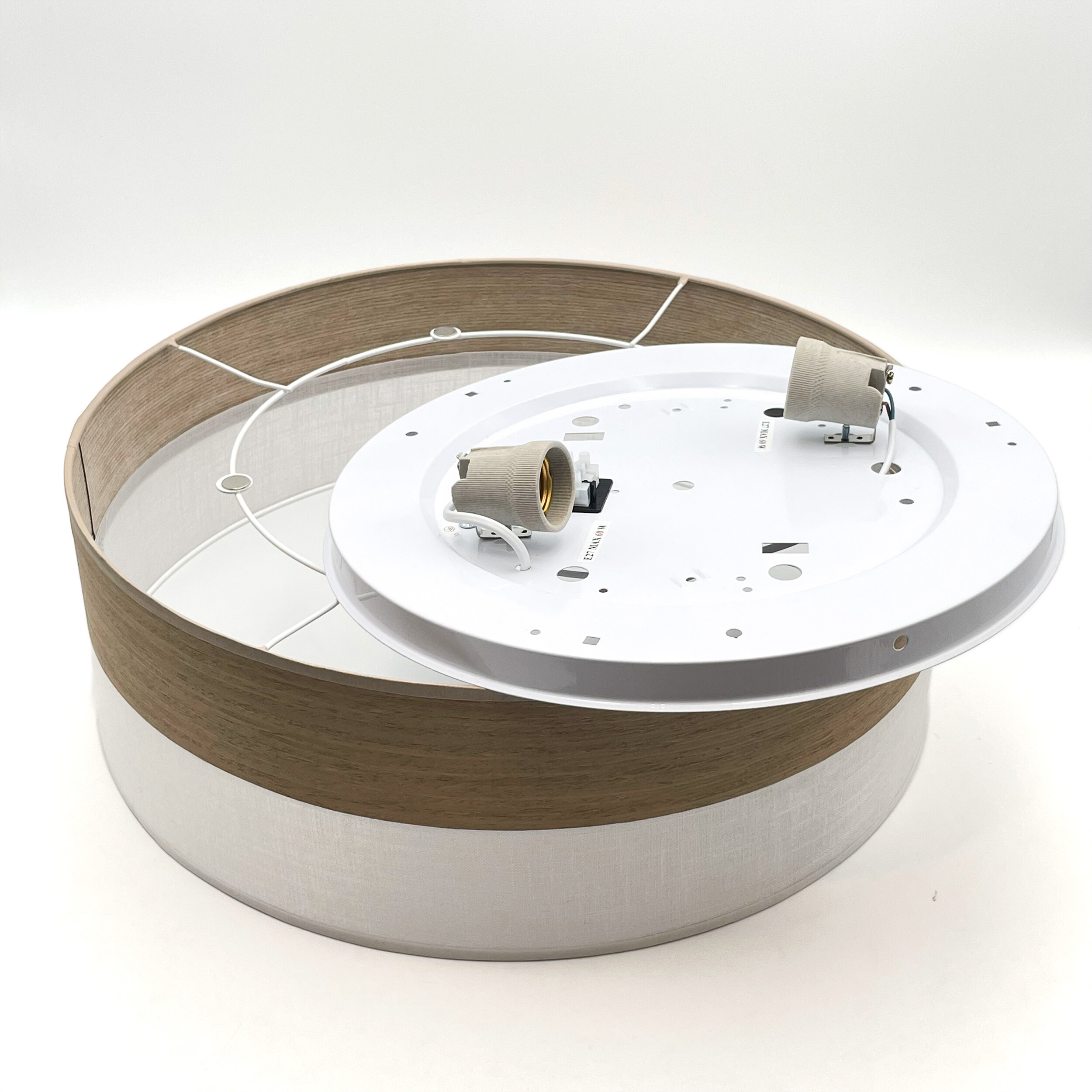 Lamkur Deckenleuchte Eiche weiß PVC Holz B/H/L: ca. 45x15x45 cm E27 2 Brennstellen