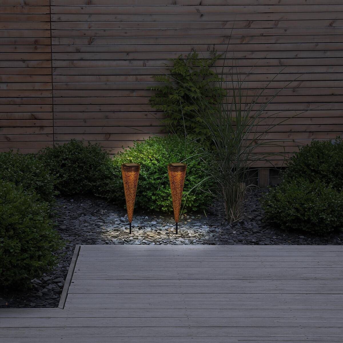 LED-Solarleuchte 4137102 dunkelbraun Metall H/D: ca. 40x8,5 cm