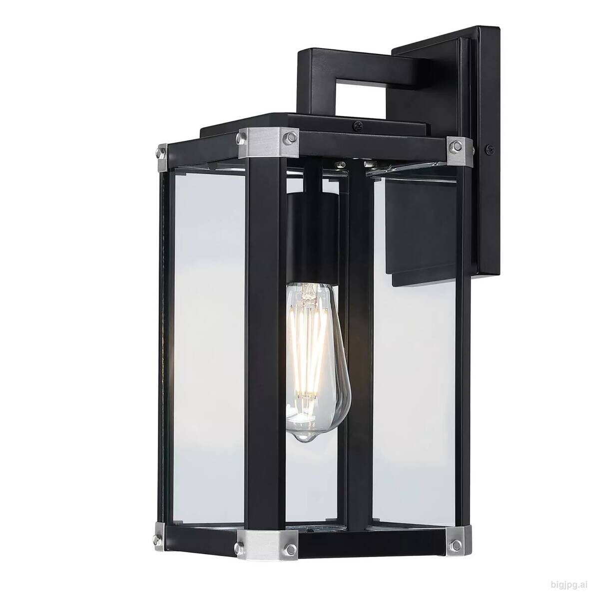 Westinghouse Außenwandleuchte Glendora mattschwarz Metall Glas B/H/L: ca. 18x38x21 cm E27 1 Brennstellen