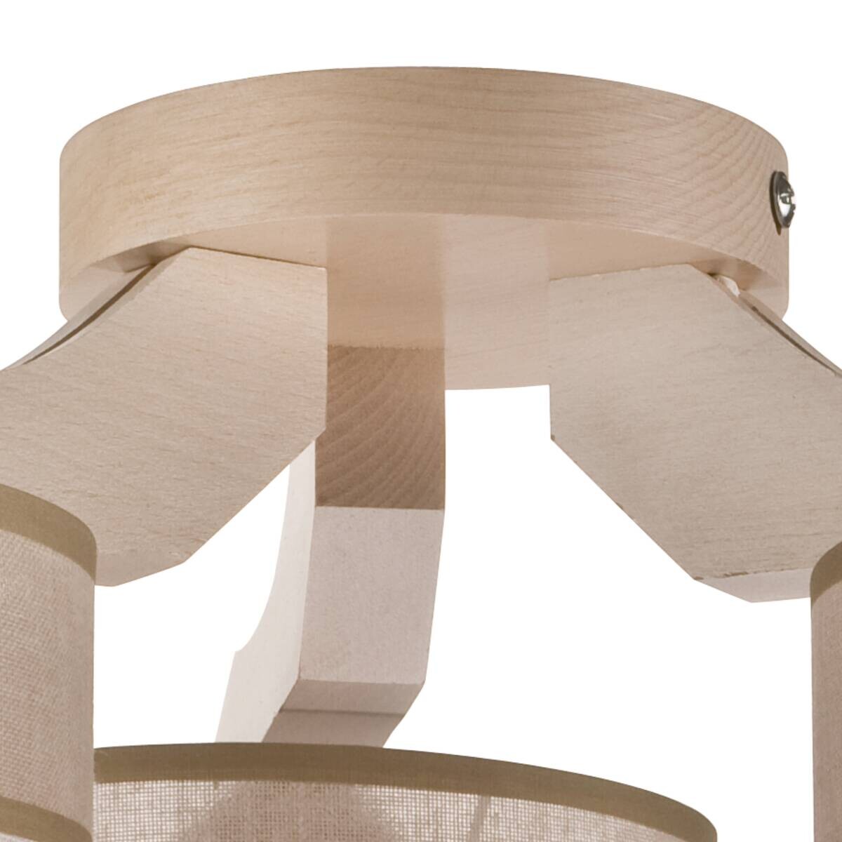 Lamkur Deckenleuchte ANDREA 27319 birke weiß Holz Stahl Stoff H/L: ca. 23x40 cm E27 3 Brennstellen