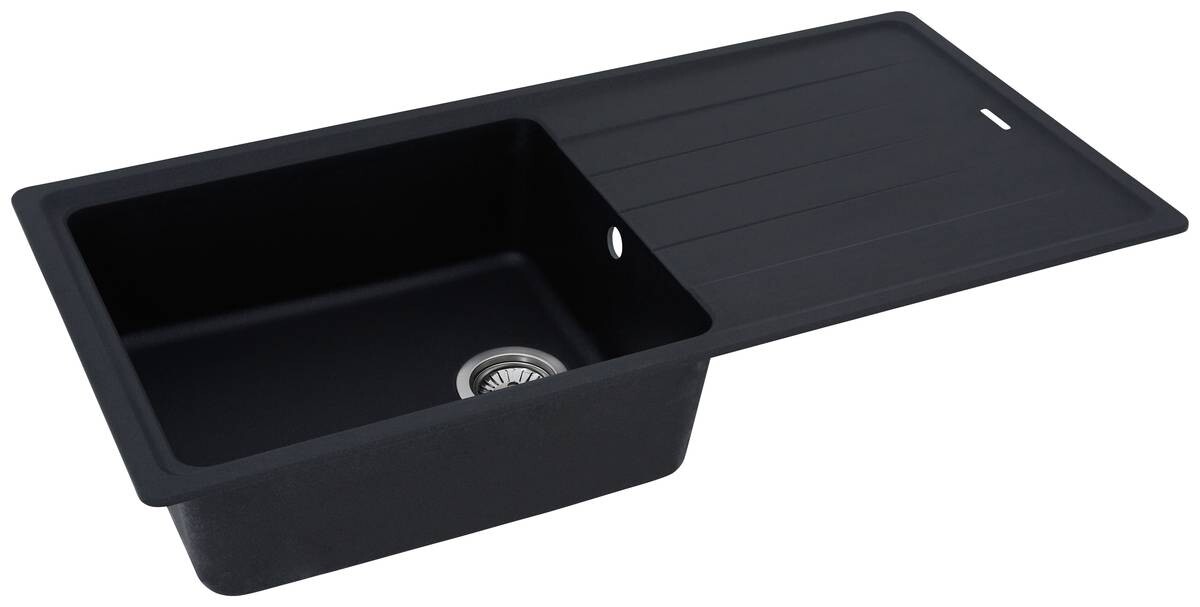 Respekta Einbauspüle Columbia 100 x 50 S schwarz Granitverbundmaterial B/H/T: ca. 100x18,5x50 cm