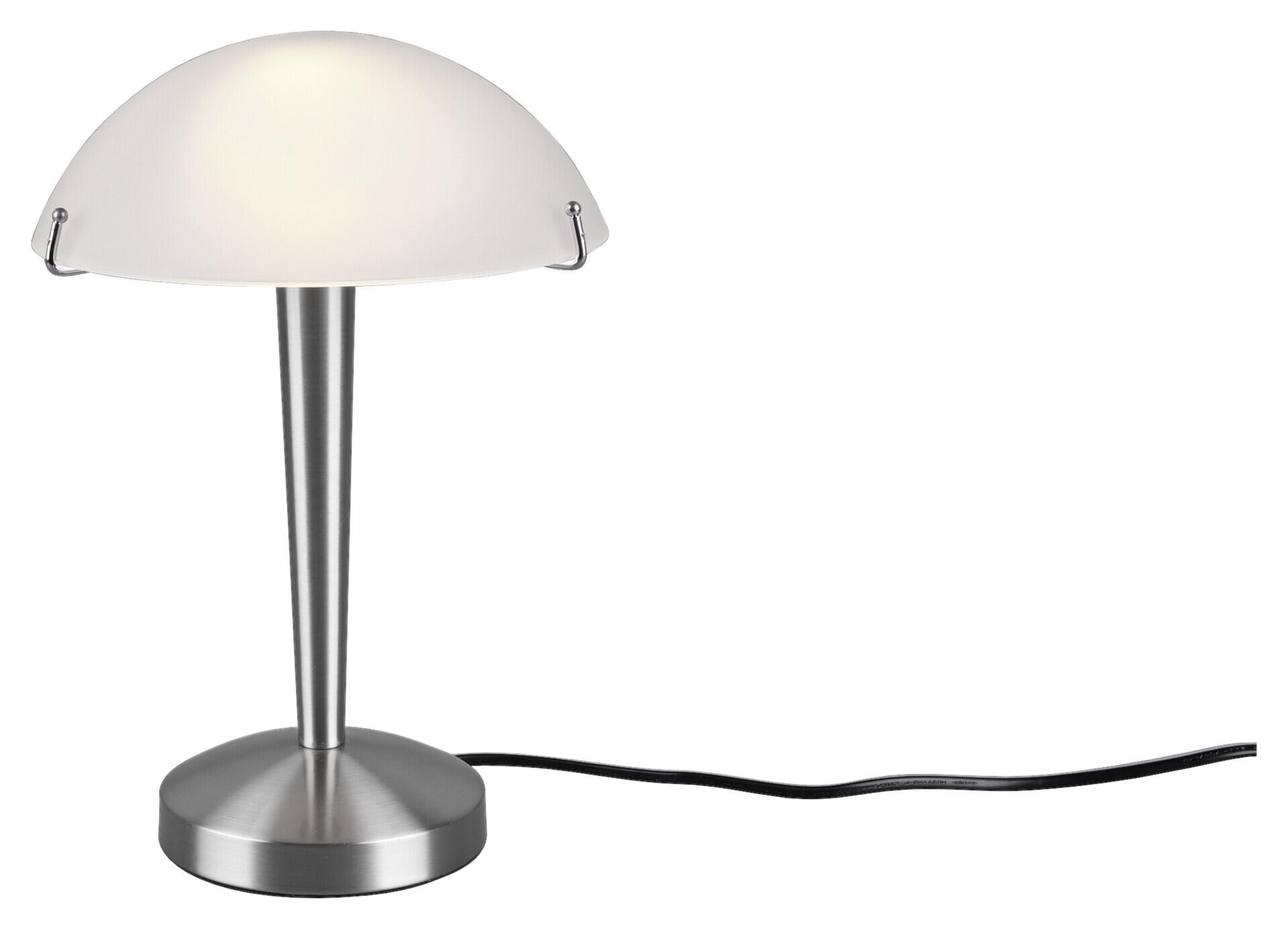 Reality Touch-Tischleuchte Garda nickel matt weiß Metall Glas H/D: ca. 32x23 cm E14 1 Brennstellen
