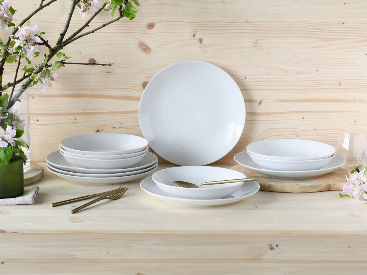 CreaTable Tafelservice Luna weiß Porzellan 12 tlg.