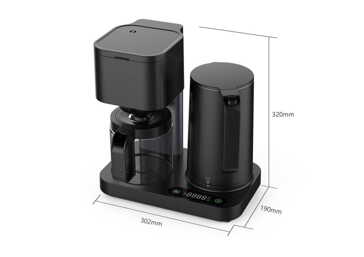 WKM 2 in 1 Kaffeemaschine und Wasserkocher KWK-1600 schwarz Kunststoff Glas