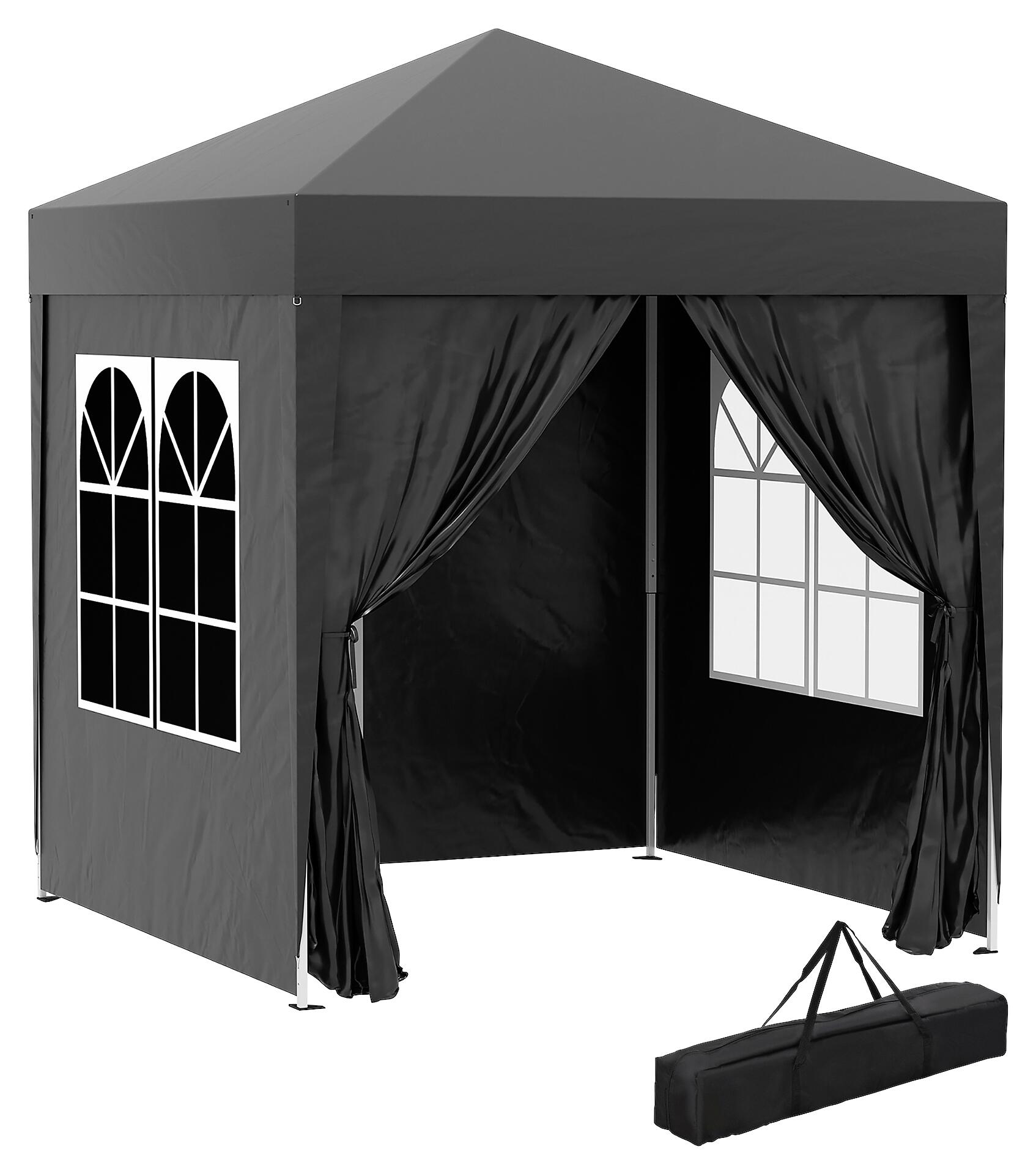 Outsunny Faltpavillon schwarz Stoff B/H/L: ca. 200x240x200 cm