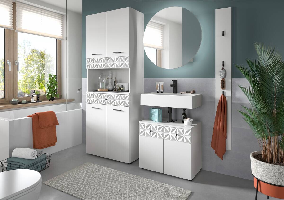 Badezimmer-Set Prisma weiß B/H/T: ca. 60x187x37 cm