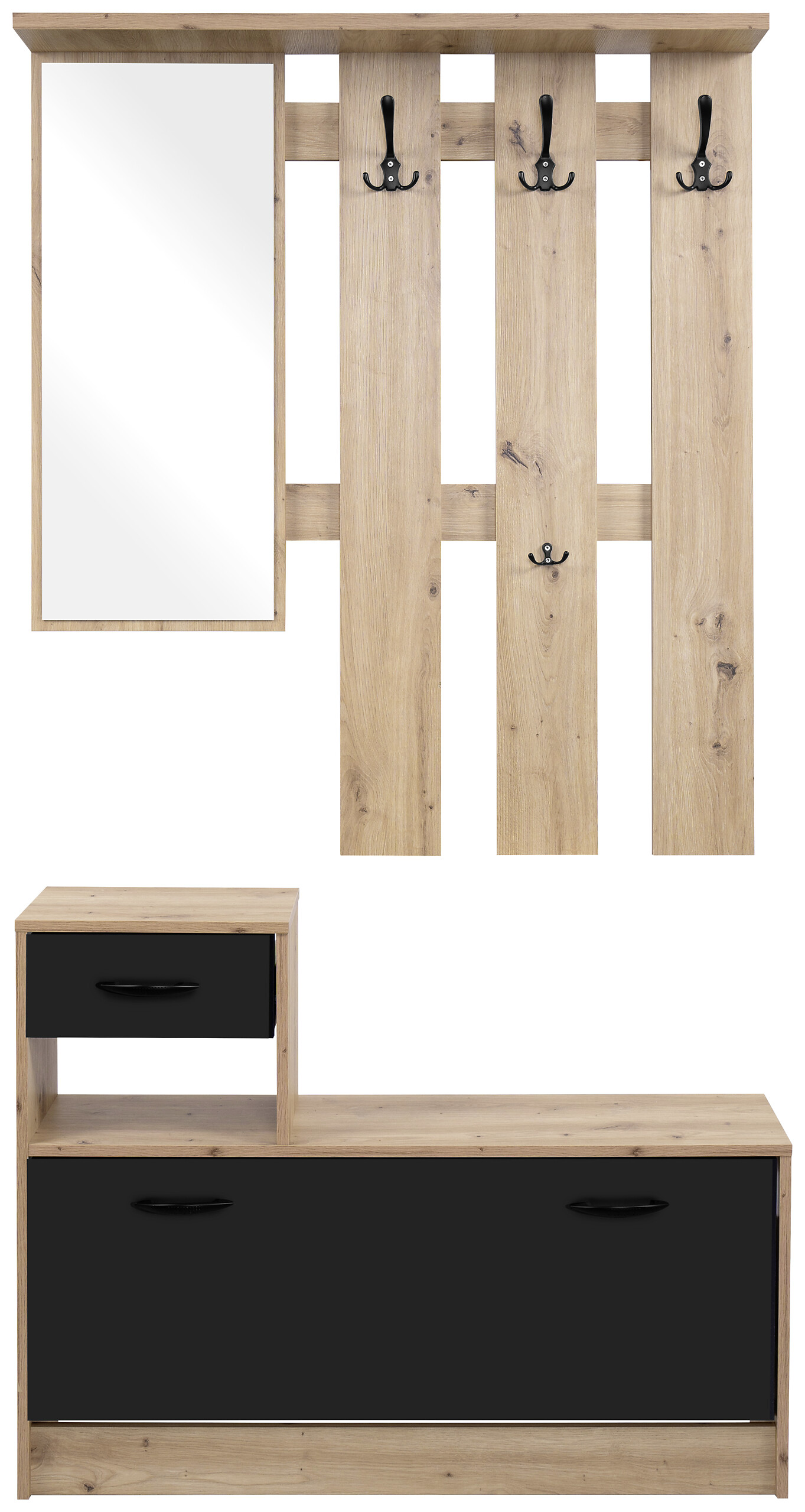 Garderobe Rudolf Eiche Artisan Nachbildung schwarz B/H/T: ca. 100x180x25 cm