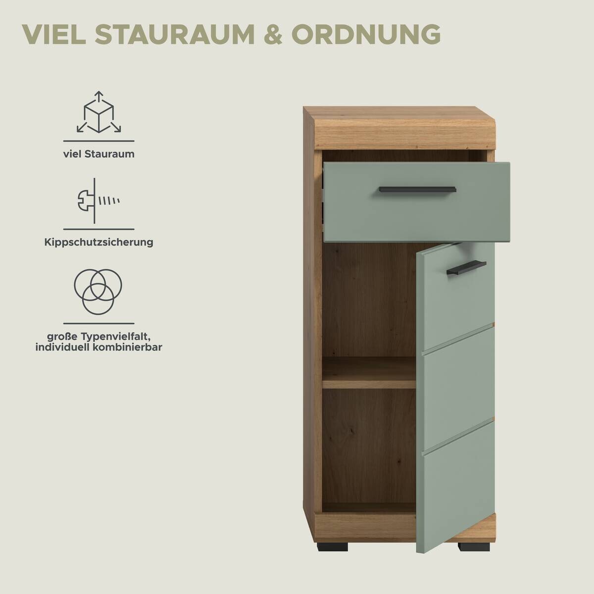 Schrank Scout Eiche Artisan Nachbildung salbei Nachbildung B/H/T: ca. 37x88x31 cm