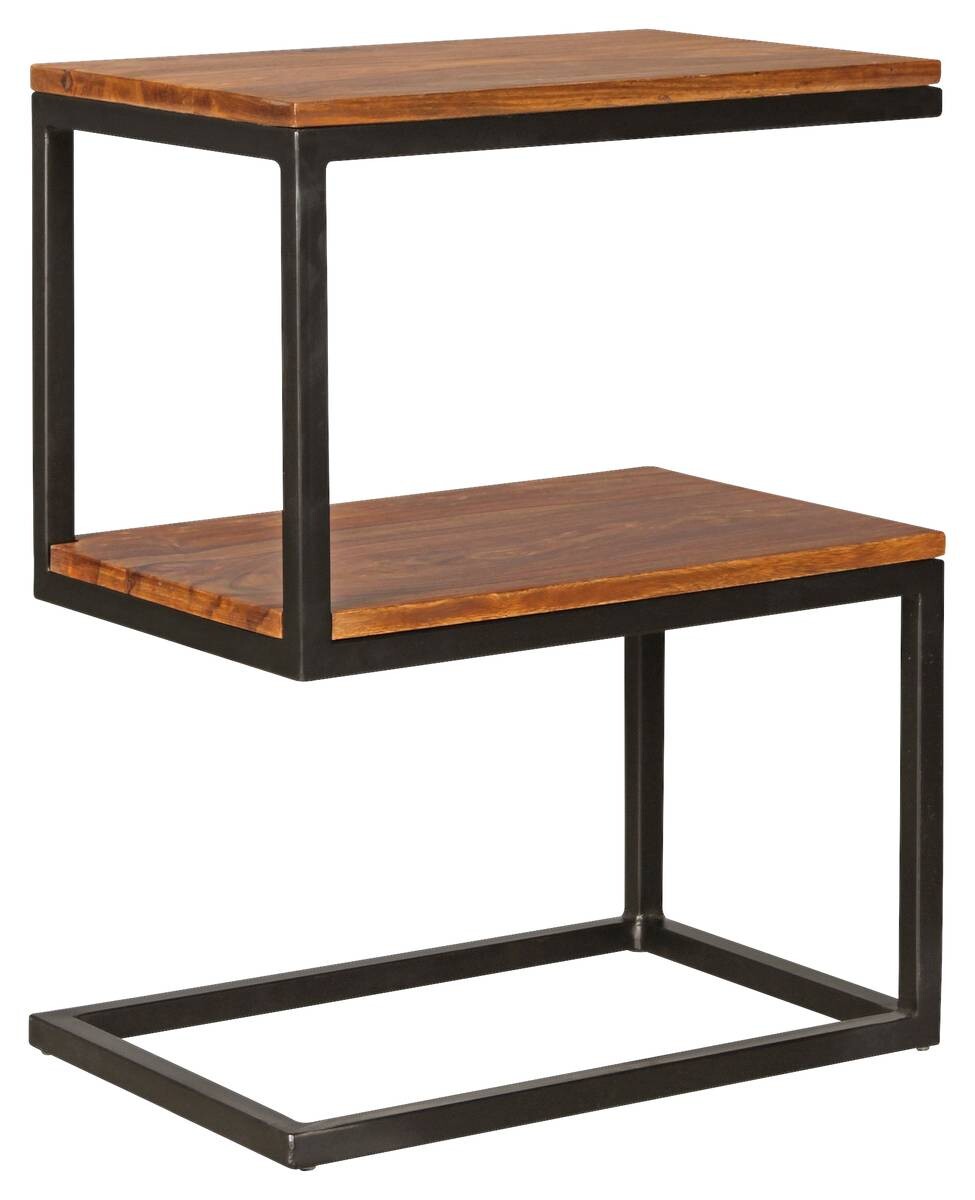 Beistelltisch natur schwarz pulverbeschichtet Echtholz Metall B/H/T: ca. 45x60x30 cm