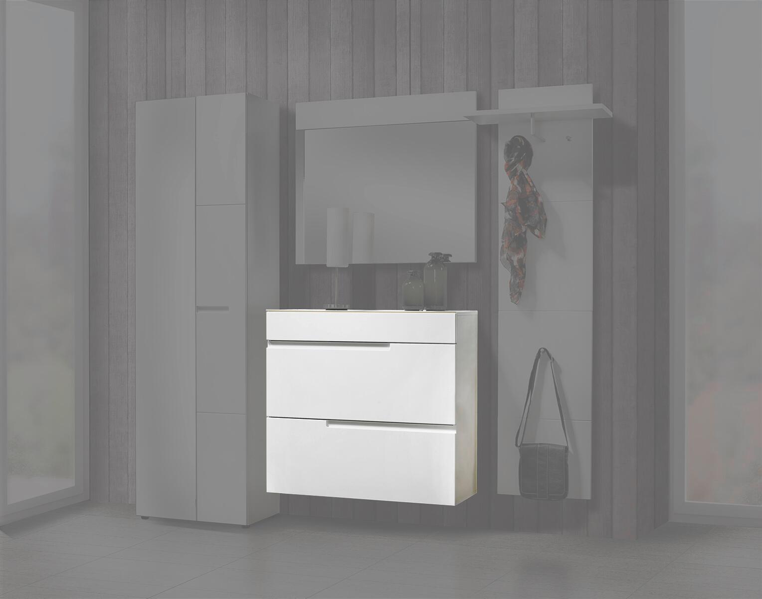 Schuhkommode Mailand weiß weiß Hochglanz B/H/T: ca. 90x83,5x35 cm