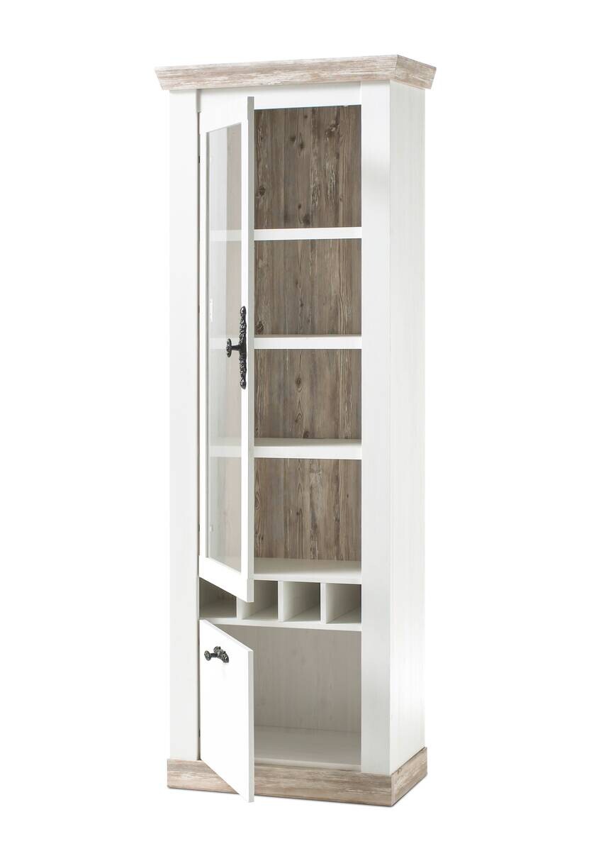 Vitrine Florenz weiß Pinie B/H/T: ca. 70x201x37 cm