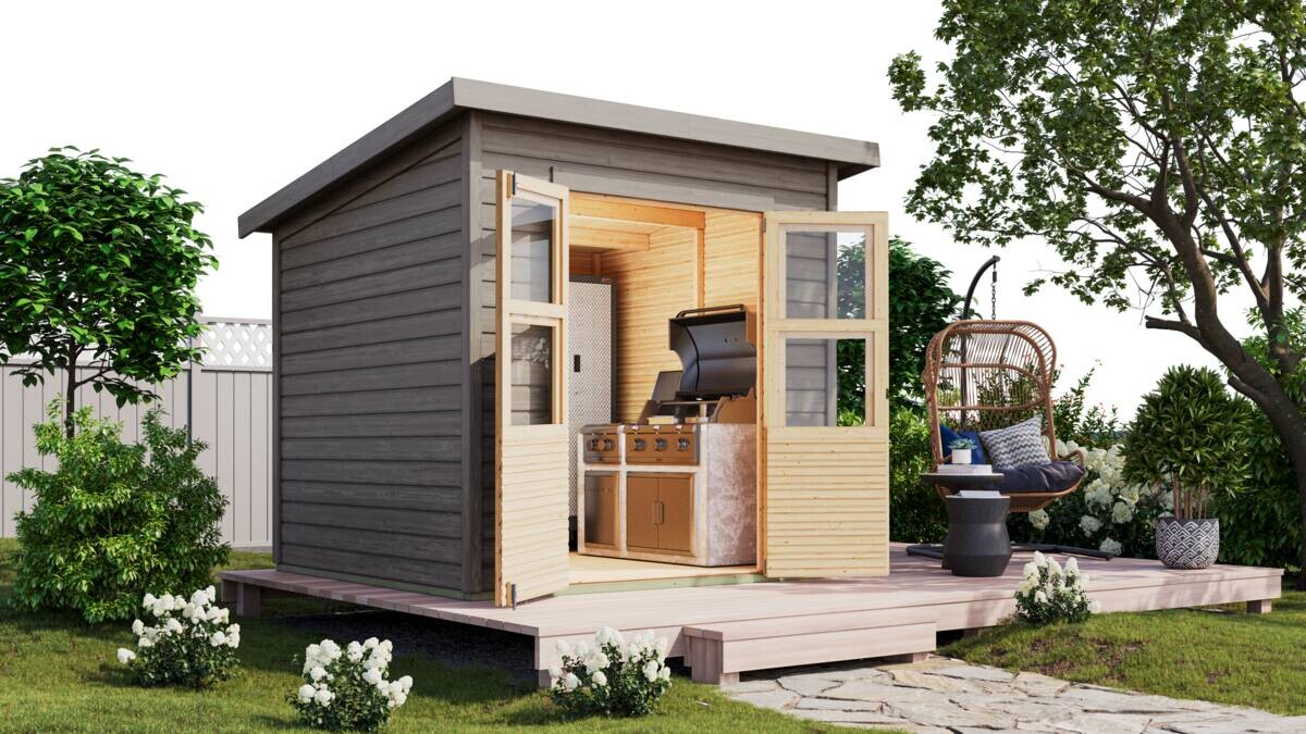 Karibu Gartenhaus Tony 1 grau B/H/L: ca. 214x219x210 cm