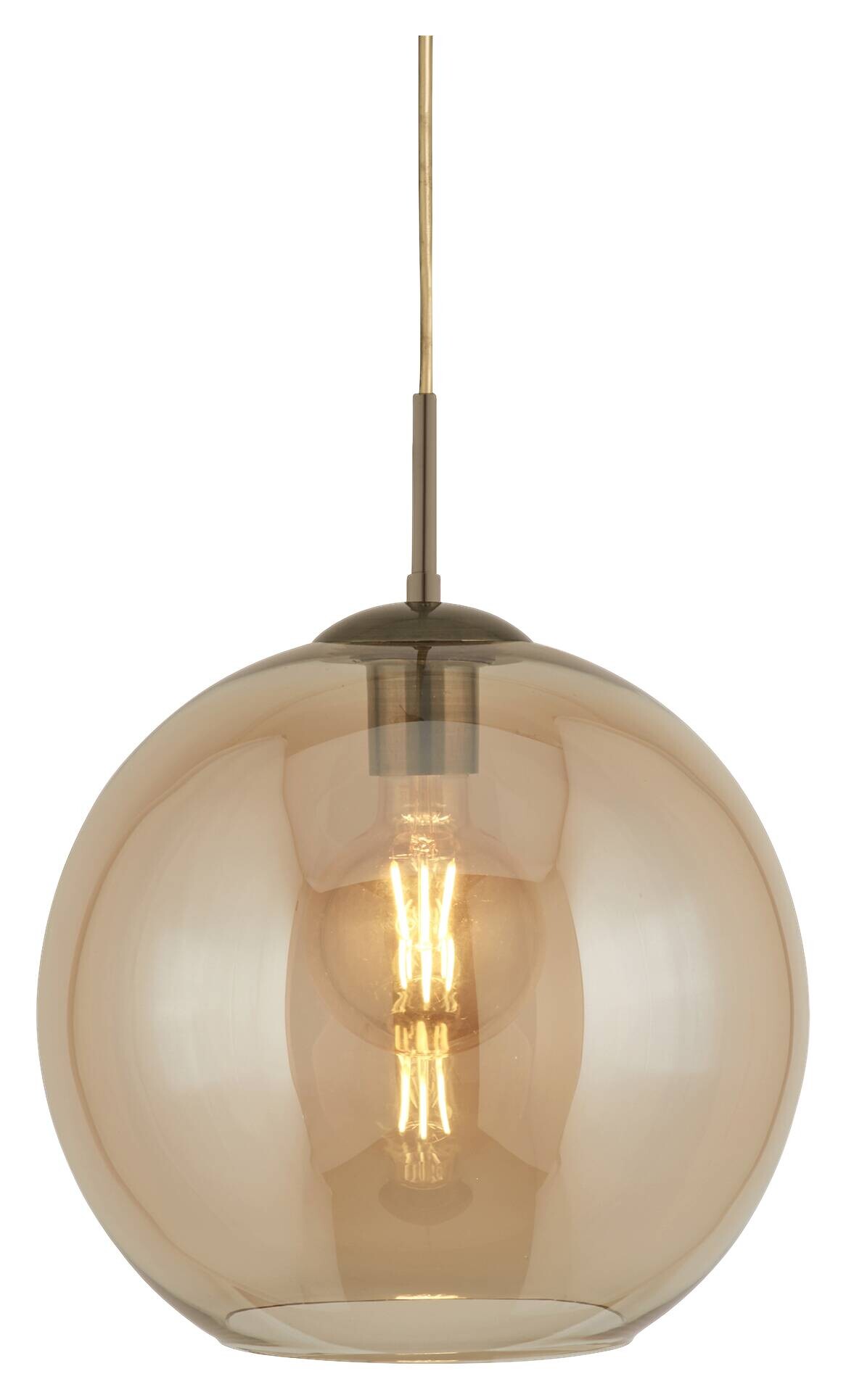 Searchlight Pendelleuchte Balls messing Stahl Glas B/H/L/D: ca. 25x120x25x25 cm E27 1 Brennstellen