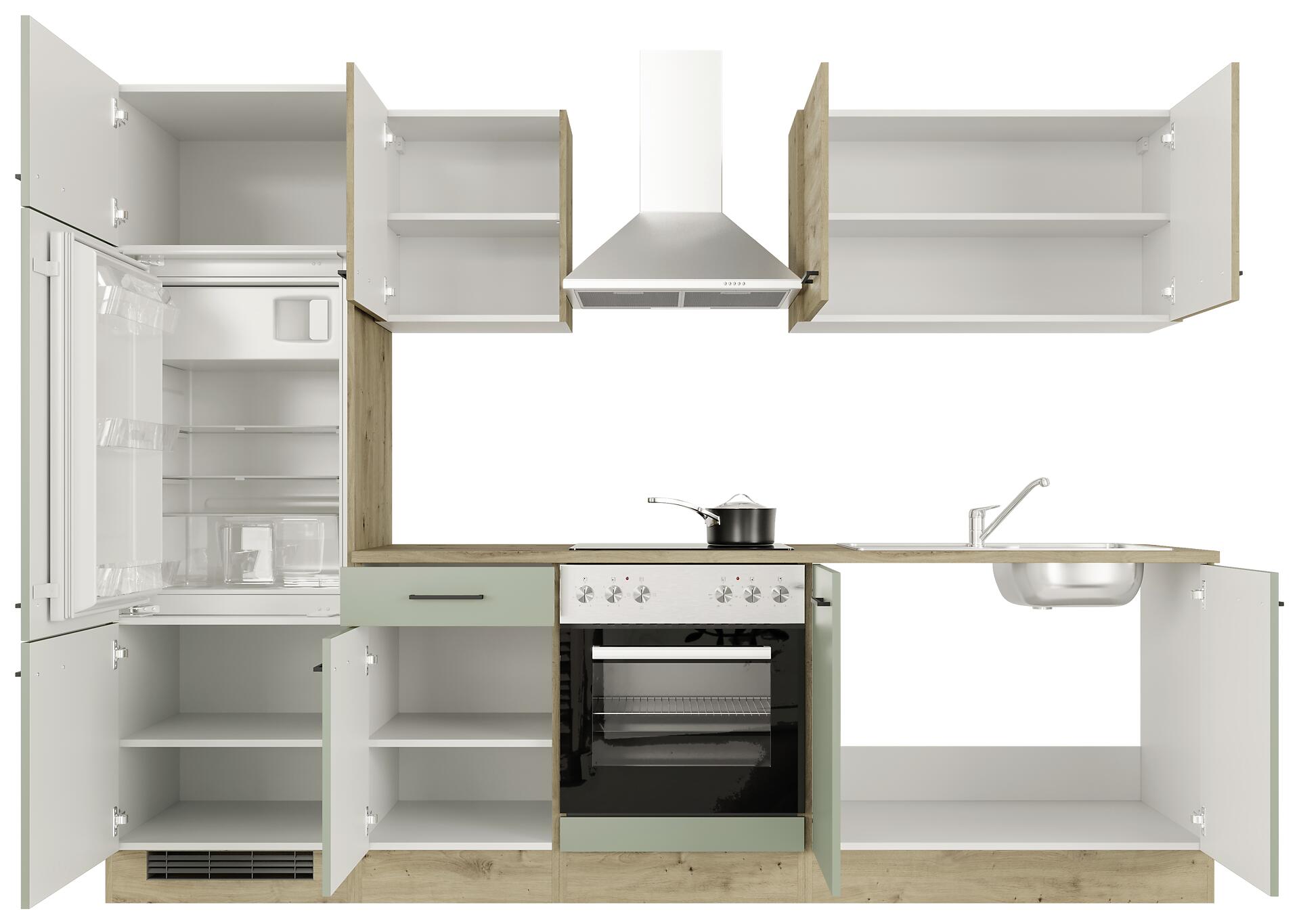 Küchenblock Cara grün matt B/H/T: ca. 270x200x60 cm