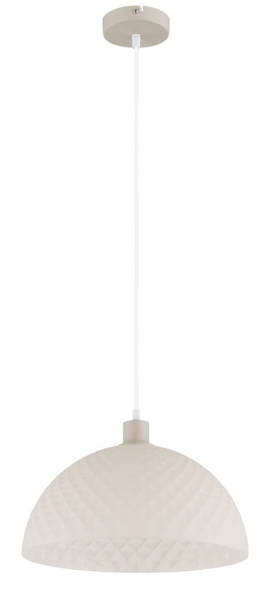 GLOBO Pendelleuchte weiß sand champagner Glas PVC Metall H/D: ca. 120x35 cm E27 1 Brennstellen