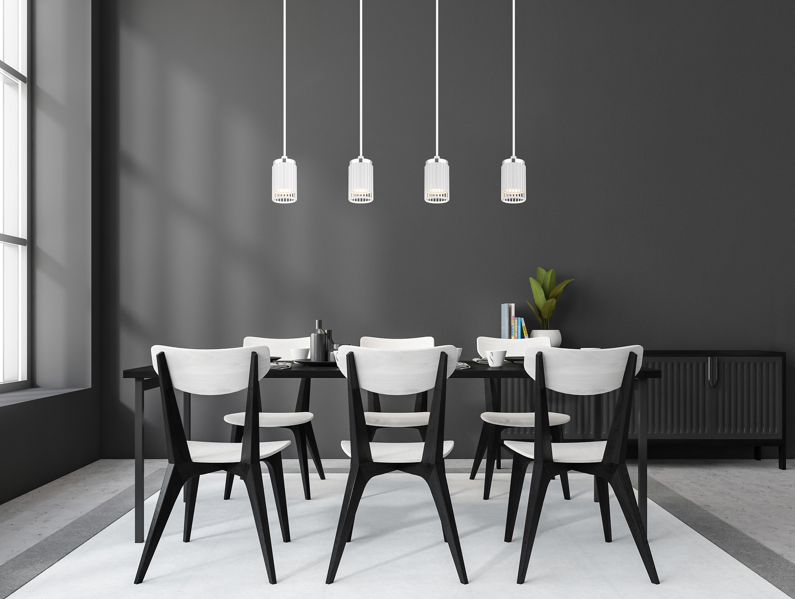 GLOBO Pendelleuchte weiß Aluminium Metall B/H/T/L: ca. 6x115,5x60x60 cm GU10 4 Brennstellen