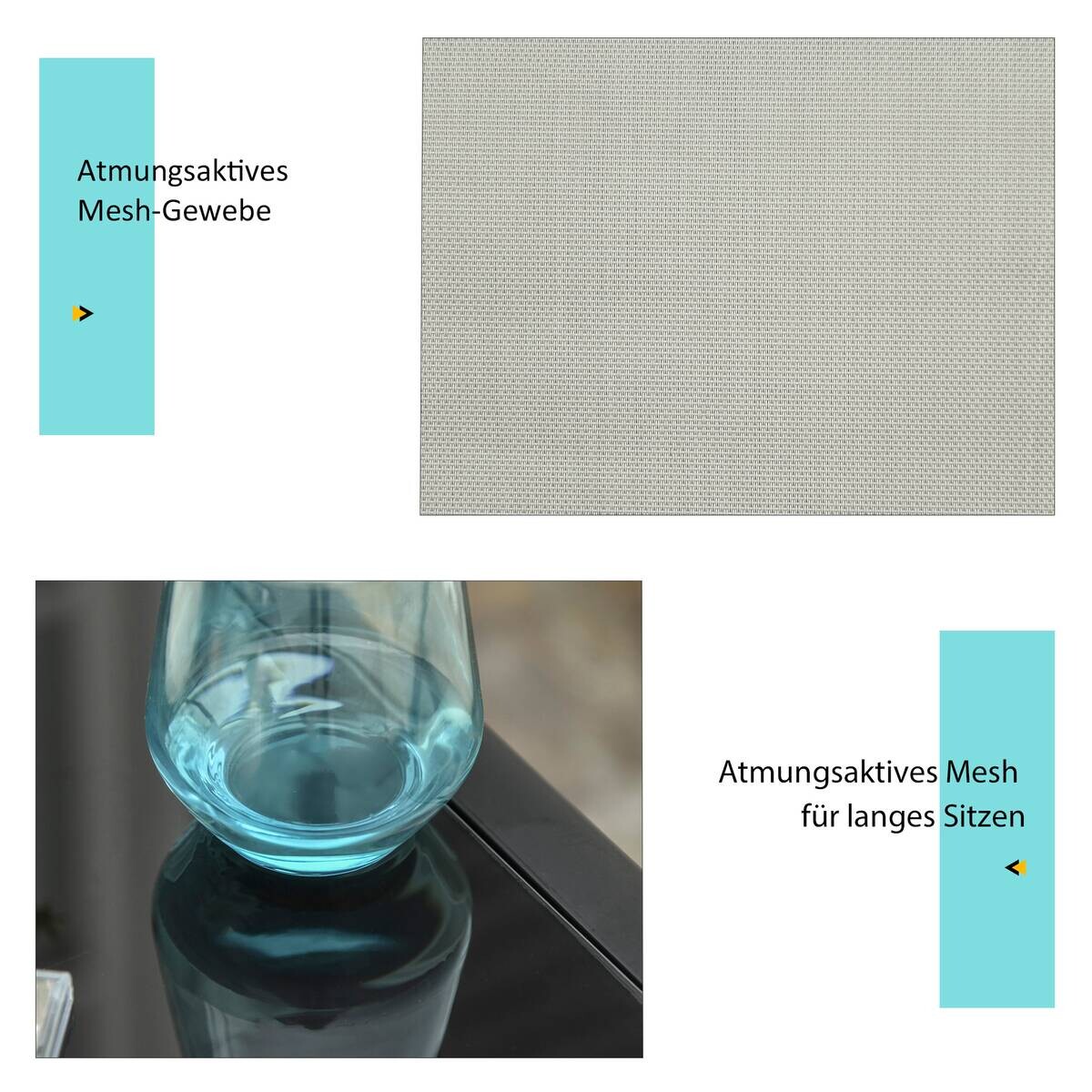 Outsunny Gartenliege schwarz Edelstahl B/H/L: ca. 169x59x66 cm